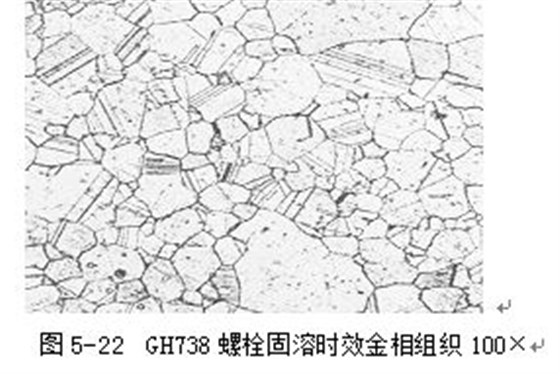 圖5-22 GH738螺栓固溶時效金相組織100×