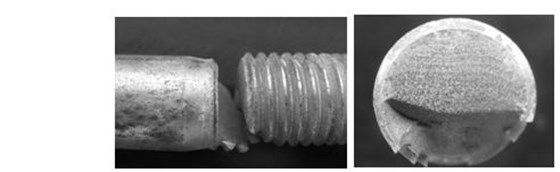 六角頭螺栓疲勞斷裂斷口形貌， 彩鋅螺栓疲勞斷裂斷口形貌
