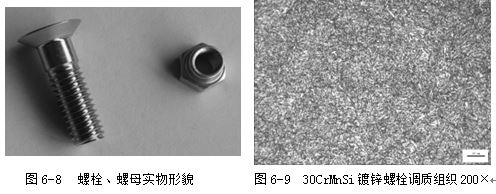 螺母實(shí)物形貌，30CrMnSi鍍鋅螺栓調(diào)質(zhì)組織200×