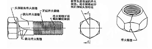 圖10-13 (a) 螺栓淬火裂紋 圖10-13 (b) 螺母淬火裂紋